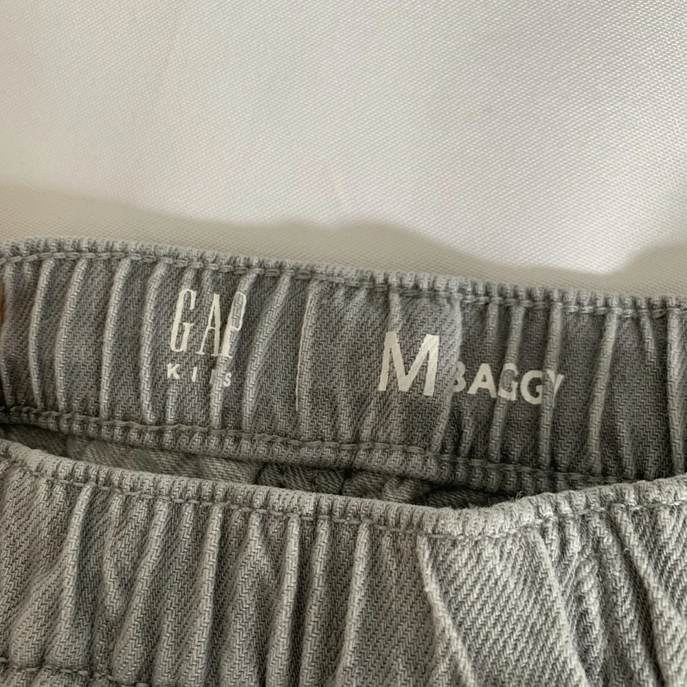 GAP Baggy Jeans Girl M Grey High Rise Wide Leg Adjustable Y2K-Style Casual Comfy